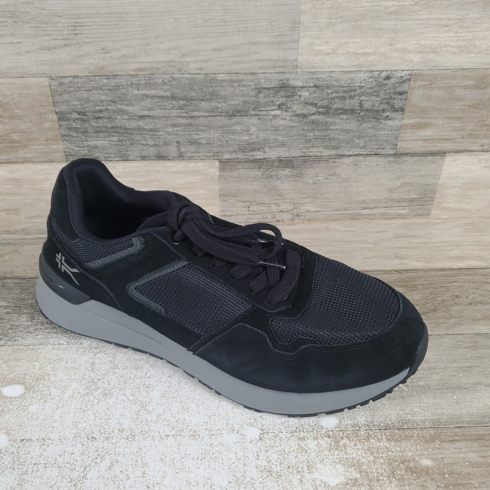 KURU Apogee Shoes Mens Sz 12.5 Jet Black Storm Gray Mesh Lace Up Sneakers